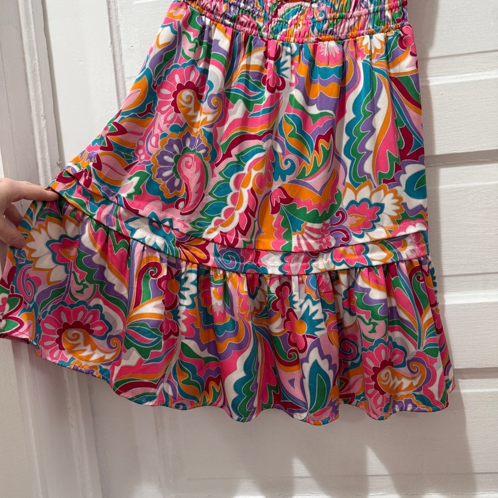 Nicole Miller Floral Ruffled Satin Mini Dress - Picture 4 of 11